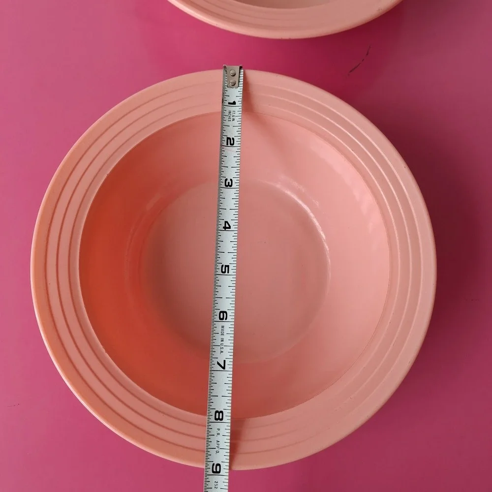 Hazel Atlas Moderntone Peach/Pink Milk Glass Soup Bowls Set of 2 Vintage MCM